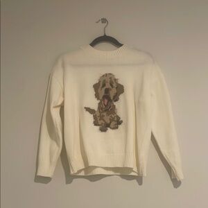 Women's Cream Sweater with Dog Design